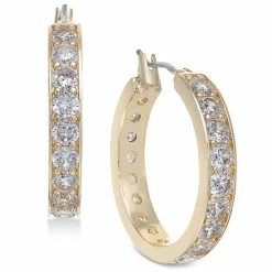 Buy ๐ Charter Club Gold-Tone Crystal Small Hoop Earrings S, Created For Macy's ๐ฏ