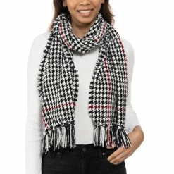 Outlet 😍 Charter Club Houndstooth Bordered Wrap Scarf, Created For Macy's Black 🛒