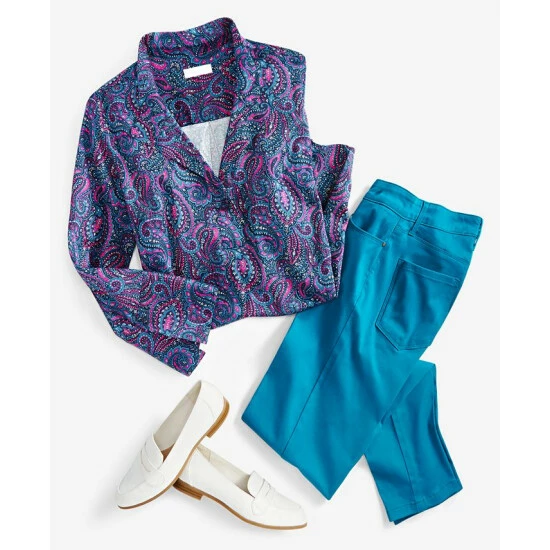 Flash Sale 🎉 Charter Club 👩 Women's Button-Up Tunic, Created For Macy's Intrepid Blue Combo 😉 - Image 4