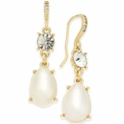 Best deal ⭐ Charter Club Gold-Tone Crystal & Imitation Pearl Drop Earrings, Created For Macy's 🔔