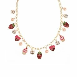 Deals ✔️ Charter Club Gold-Tone Mixed Stone Strawberry, Heart & Cupcake Charm Statement Necklace, 18 + 3 Extender, Created For Macy's Multi ⌛