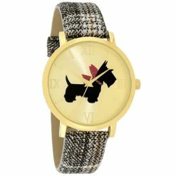Deals 🌟 Charter Club 👩 Women's Scottie 🐕 Dog Black Plaid Strap ⌚ Watch 40mm, Created For Macy's Gold 🔥