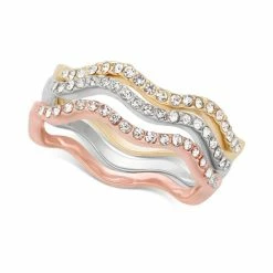 Top 10 โ Charter Club Tri-Tone Silver, Gold Plated, 18K Rose Gold Plated 3-Pc. Set Pavรฉ Wavy Rings, Created For Macy's โ