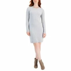 Top 10 🔔 Charter Club Petite Button-Shoulder Cable-Knit 👗 Dress, Created For Macy's Grey Slate Heather 😀