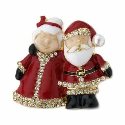 Wholesale ๐ Charter Club Gold-Tone Pavรฉ & Imitation Pearl Mr. & Mrs. Santa Claus Pin, Created For Macy's White ๐