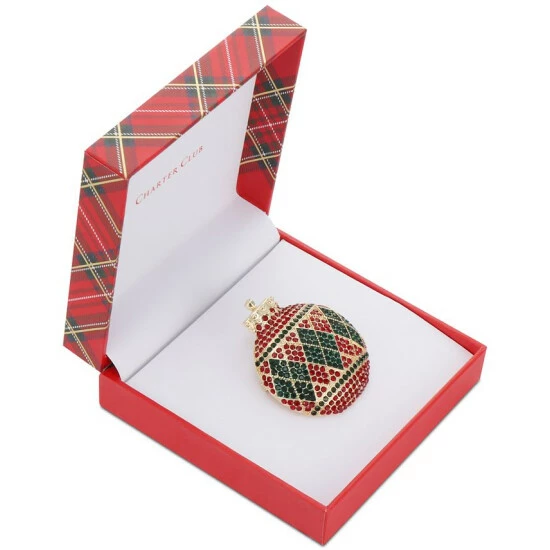 Best deal ๐ Charter Club Gold-Tone Red & Green Pavรฉ Ornament Pin, Created For Macy's โจ - Image 2