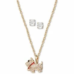 Best deal 💯 Charter Club Gold-Tone Crystal 🐶 Dog Pendant Necklace & Stud Earrings Set, Created For Macy's 🥰
