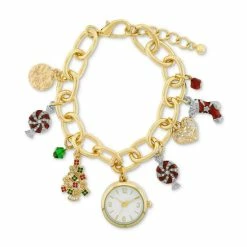 Brand new 🛒 Charter Club 👩 Women's Two-Tone 🔔 Christmas Multi-Charm Bracelet ⌚ Watch 23mm, Created For Macy's 🎉