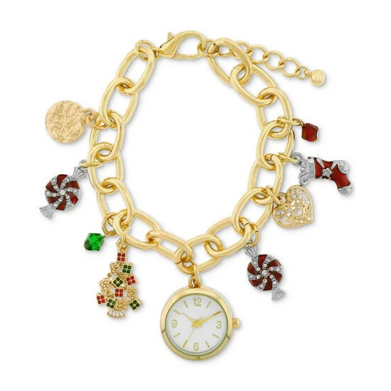Brand new ๐ Charter Club ๐ฉ Women's Two-Tone ๐ Christmas Multi-Charm Bracelet โ Watch 23mm, Created For Macy's ๐
