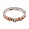 Best Sale 🎁 Charter Club Silver-Tone Color Pavé & Stripe Bangle Bracelet, Created For Macy's Orange ✨