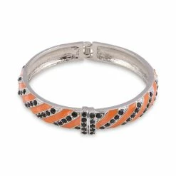 Best Sale ๐ Charter Club Silver-Tone Color Pavรฉ & Stripe Bangle Bracelet, Created For Macy's Orange โจ
