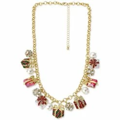 Best reviews of 🥰 Charter Club Gold-Tone Crystal & Imitation Pearl Gift Charm Necklace, 18 + 3 Extender, Created For Macy's Multi 🧨