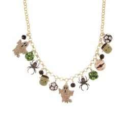 Hot Sale ❤️ Charter Club Two-Tone Crystal 🦇 Halloween Charm Necklace, 18 + 3 Extender, Created For Macy's Multi 🎉