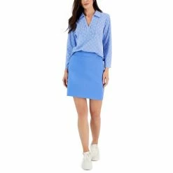 Budget ⌛ Charter Club 👩 Women's Printed Puntuck Top & Pull-On Skort, Created For Macy's Tuscon Coral Combo ⌛