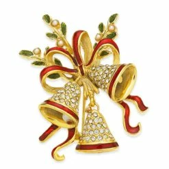 Best Sale 🔔 Charter Club Gold-Tone Crystal & Imitation Pearl Triple Bell Pin, Created For Macy's 😍