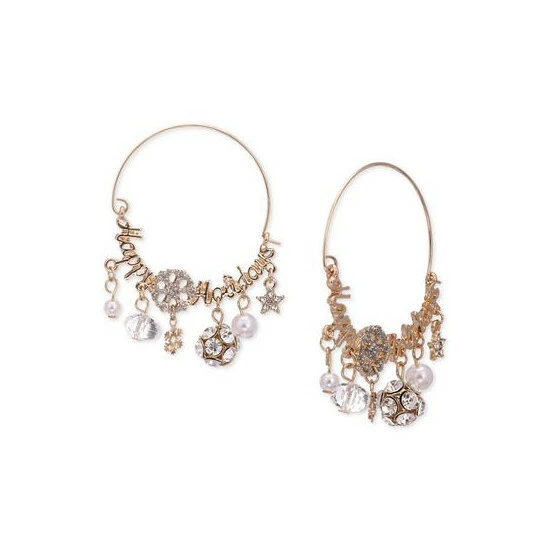 Brand new ๐ฅฐ Charter Club Gold-Tone Happy Holidays Mixed Charm Hoop Earrings, Created For Macy's ๐ฏ - Image 2