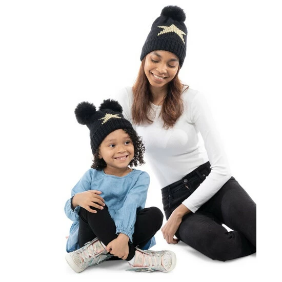 Top 10 ✔️ Charter Club 2-Pc. Mini & Me Matching Star Pom Pom Beanie Set, Created For Macy's Black 🛒