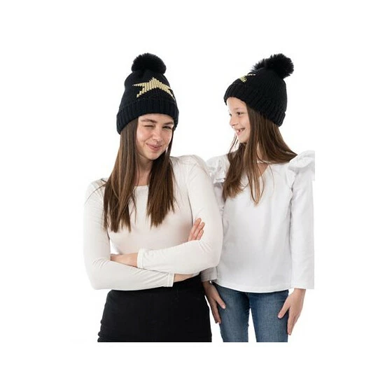 Top 10 ✔️ Charter Club 2-Pc. Mini & Me Matching Star Pom Pom Beanie Set, Created For Macy's Black 🛒 - Image 2