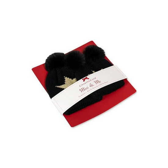 Top 10 ✔️ Charter Club 2-Pc. Mini & Me Matching Star Pom Pom Beanie Set, Created For Macy's Black 🛒 - Image 8
