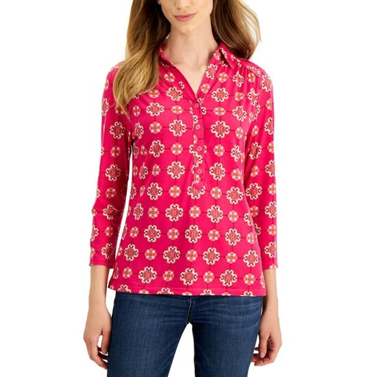 Deals ๐ Charter Club Petite Medallion Print Blouse, Created For Macy's Pink Tutu Combo ๐