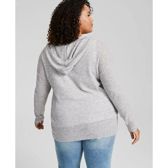 Budget 😍 Charter Club Plus Size Cashmere Zip-Up Hoodie, Created For Macy's Deep Alpine 🎉 - Image 2