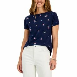 Cheap 👍 Charter Club 👩 Women's Floral Drop-Shoulder Top, Created For Macy's Tuscon Coral ✨