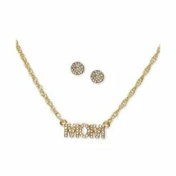 Cheapest ๐ Charter Club Gold-Tone Pavรฉ Mom Pendant Necklace & Stud Earrings Set, Created For Macy's ๐