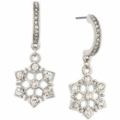 Best reviews of ๐ Charter Club Silver-Tone Pavรฉ Snowflake Charm J-Hoop Earrings, Created For Macy's ๐