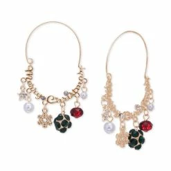 Wholesale ๐ Charter Club Gold-Tone Merry ๐ Christmas Mixed Charm Hoop Earrings, Created For Macy's Multi โ๏ธ