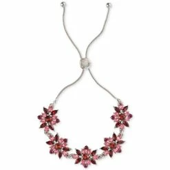 Budget 🤩 Charter Club Silver-Tone Color Crystal & Stone Cluster Slider Bracelet, Created For Macy's Pink 🌟