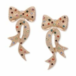 Coupon ๐งจ Charter Club Gold-Tone Multicolor Pavรฉ Bow Drop Earrings, Created For Macy's ๐