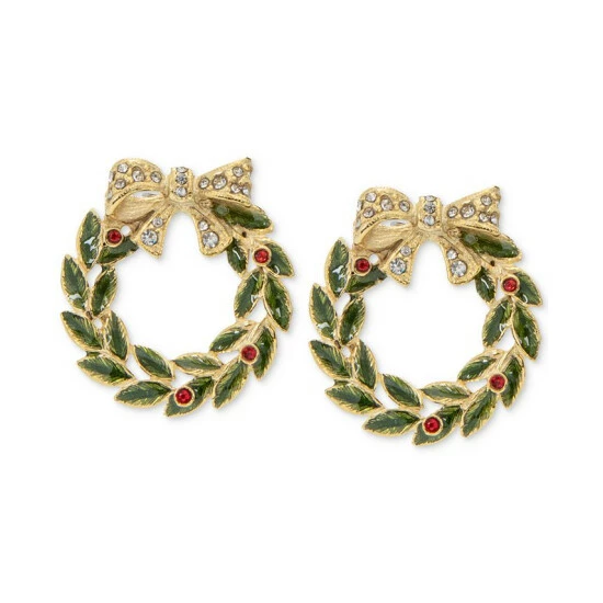 Best Pirce 🔔 Charter Club Gold-Tone Crystal & Stone Wreath Stud Earrings, Created For Macy's 🥰