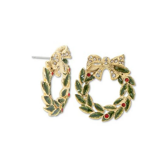 Best Pirce 🔔 Charter Club Gold-Tone Crystal & Stone Wreath Stud Earrings, Created For Macy's 🥰 - Image 3