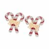 Hot Sale 🧨 Charter Club Two-Tone Pavé 🍬 Candy Cane Stud Earrings, Created For Macy's Silver 👍