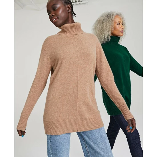 Coupon 🎉 Charter Club Petite 100% Cashmere Turtleneck Sweater, Created For Macy's Heather Camel 🛒