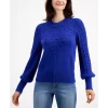 Budget 🥰 Charter Club 👩 Women's Knit Mixed Stitch Sweater, Created For Macy's Modern Blue ⭐
