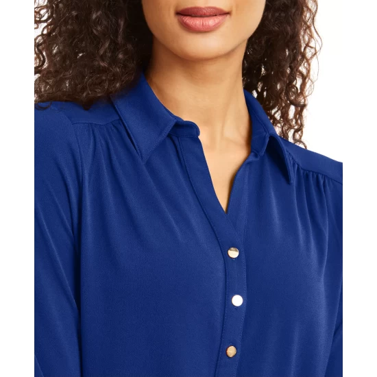 Cheap 👍 Charter Club 👩 Women's Knit Polo 👕 Shirt, Created For Macy's Modern Blue 😀 - Image 3