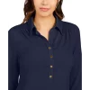Best deal 😉 Charter Club 👩 Women's 3/4-Sleeve Top, Created For Macy's Deep Black 🌟