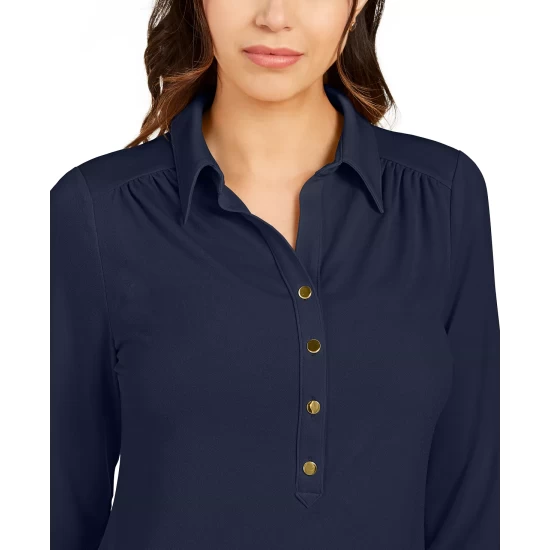 Cheap 👍 Charter Club 👩 Women's Knit Polo 👕 Shirt, Created For Macy's Modern Blue 😀 - Image 4