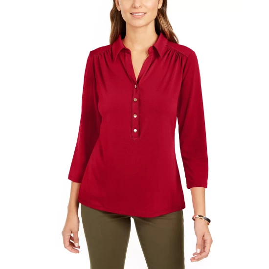 Cheap 👍 Charter Club 👩 Women's Knit Polo 👕 Shirt, Created For Macy's Modern Blue 😀 - Image 5
