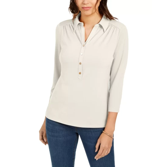 Cheap 👍 Charter Club 👩 Women's Knit Polo 👕 Shirt, Created For Macy's Modern Blue 😀 - Image 6