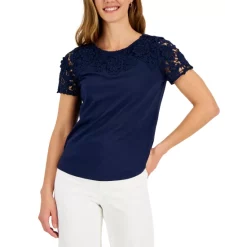 Outlet 🎁 Charter Club 👩 Women's 3/4-Sleeve Floral Print Top, Created For Macy's Deep Black Combo 👏