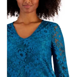 Buy 🛒 Charter Club 👩 Women's Crochet-Yoke Short-Sleeve Top, Created For Macy's Cloud 😉