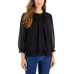 Best Pirce ๐ Charter Club Petite Houndstooth Sweater, Created For Macy's Deep Black โค๏ธ