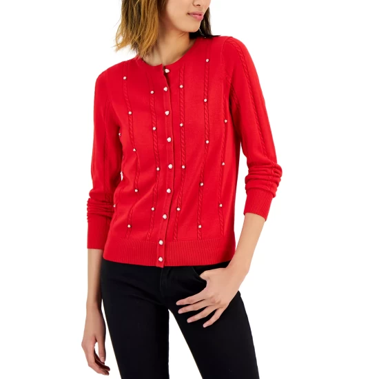 Wholesale ❤️ Charter Club Petite Embellished Cardigan, Created For Macy's Deep Black 👏 - Image 3