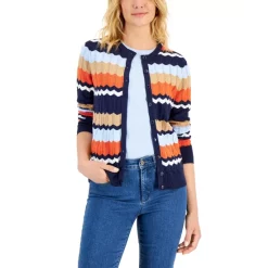 Outlet 🎉 Charter Club 👩 Women's Long Sleeve Printed Top, Created For Macy's Salty Nut Combo 💯