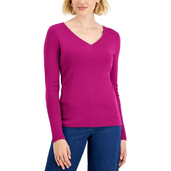 Best reviews of 😍 Charter Club Cotton Long-Sleeve V-Neck T-Shirt, Created For Macy's Intrepid Blue ✨ - Image 6