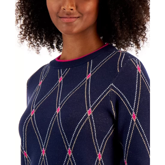 Flash Sale 🎉 Charter Club 👩 Women's Argyle Sweater, Created For Macy's Ravishing Red Combo 👍 - Image 4