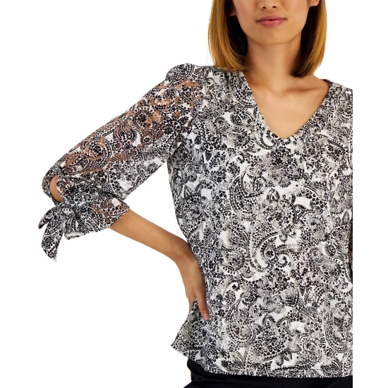 Budget 👏 Charter Club 👩 Women's Paisley-Print Lace Top, Created For Macy's Ravishing Red Combo ⌛ - Image 4