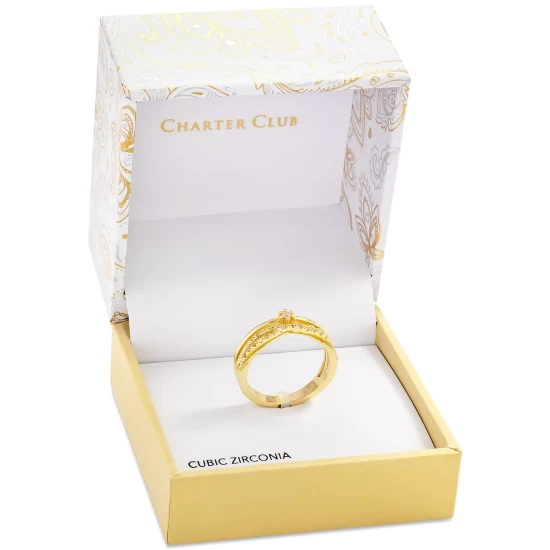 Buy ⭐ Charter Club Gold-Tone Pavé Triple-Row Crisscross Ring, Created For Macy's 🎉 - Image 3